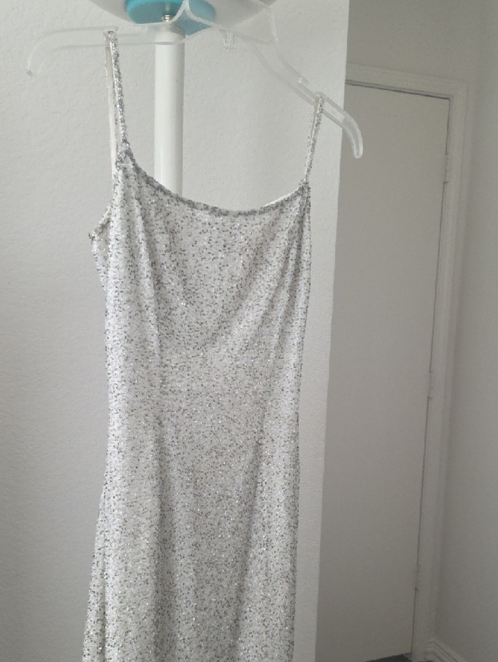Michaelangelo White Satin Bridal Top with Silver Beads Embellished Detail